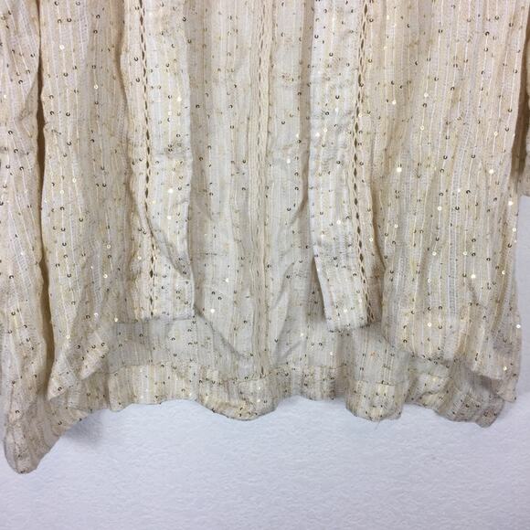 NWT Soft Surroundings Cream Sequin Glamour Kimono Cardigan Medium Bohemian - Picture 8 of 12
